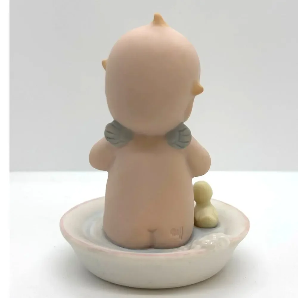 Adorable Vintage 1991 Enesco, Rose O'Neill Porcelain Kewpie Doll, Bath Time